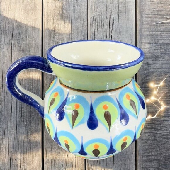 Hand Made Stoneware Mexico Pottery Coffee Mug Cup Jarrito Artist Signed Mug Cup - Picture 2 of 13